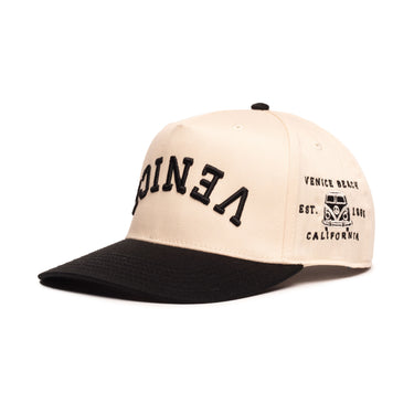 Good Quality Human Venice Rebel Hat in black natural side with Venice Beach California and Van stitching