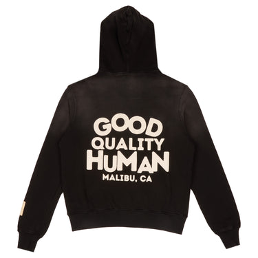 Good Quality Human Zip-Up Hoodie in Black back