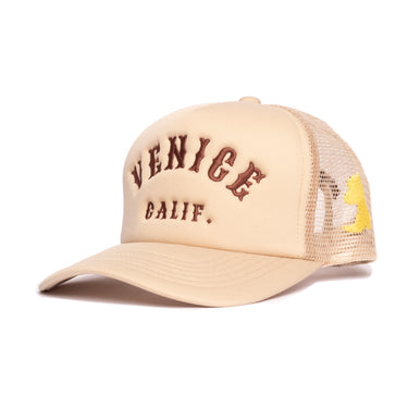 Venice Rodeo Trucker in Beige side with cowboy boot stitching 