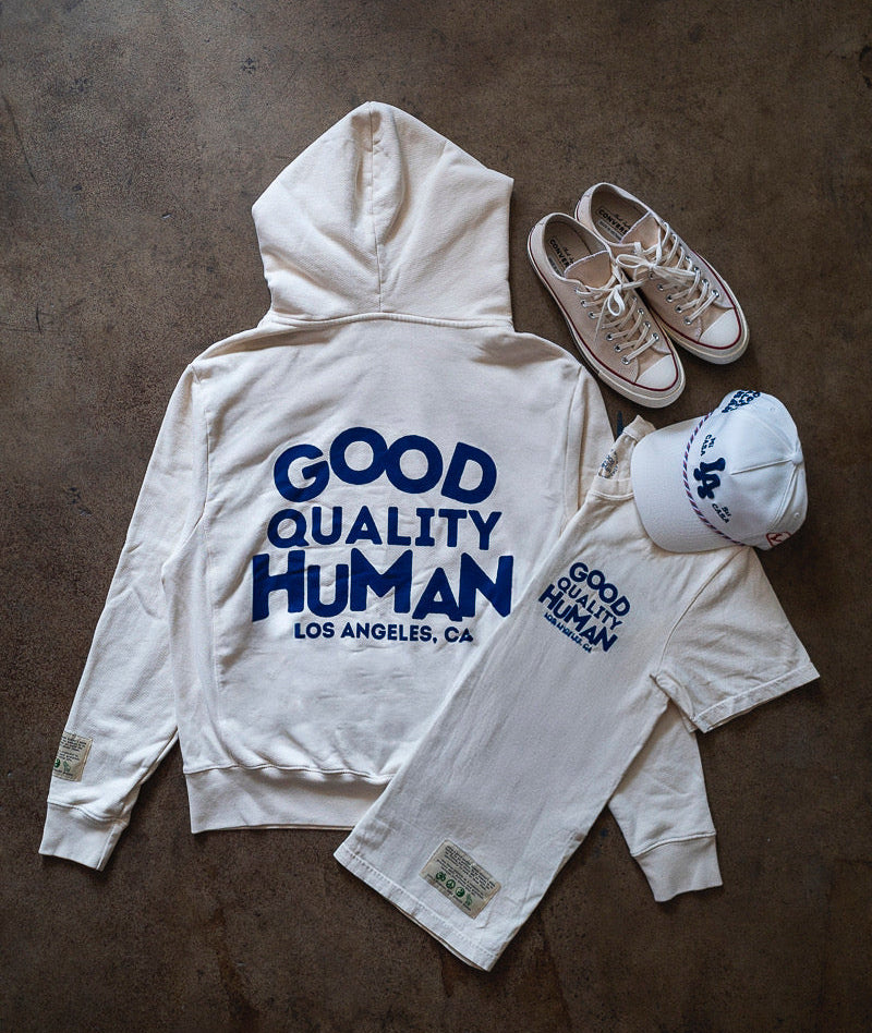 Good Quality Human Cream/Navy Hoodie and Tshirt