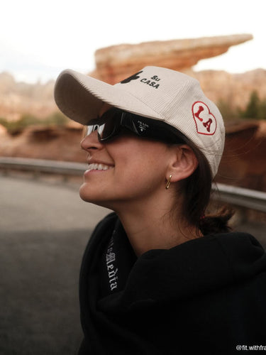 WOMAN WEARING MI CASA SU CASA BASEBALL CORDUROY STONE