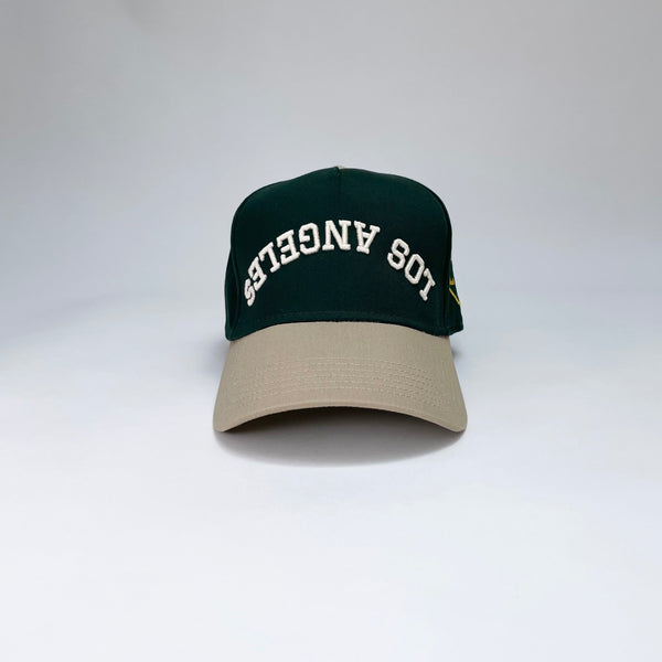 LOS ANGELES REBEL 5 PANEL MID PROFILE BASEBALL CAP/GREEN/KHAKI
