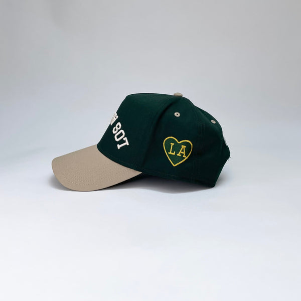LOS ANGELES REBEL 5 PANEL MID PROFILE BASEBALL CAP/GREEN/KHAKI