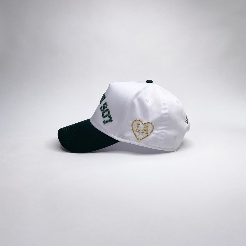 LOS ANGELES REBEL 5 PANEL MID PROFILE BASEBALL CAP/WHITE/GREEN