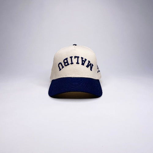 MALIBU 5 PANEL MID PROFILE BASEBALL CAP/NATURAL/NAVY