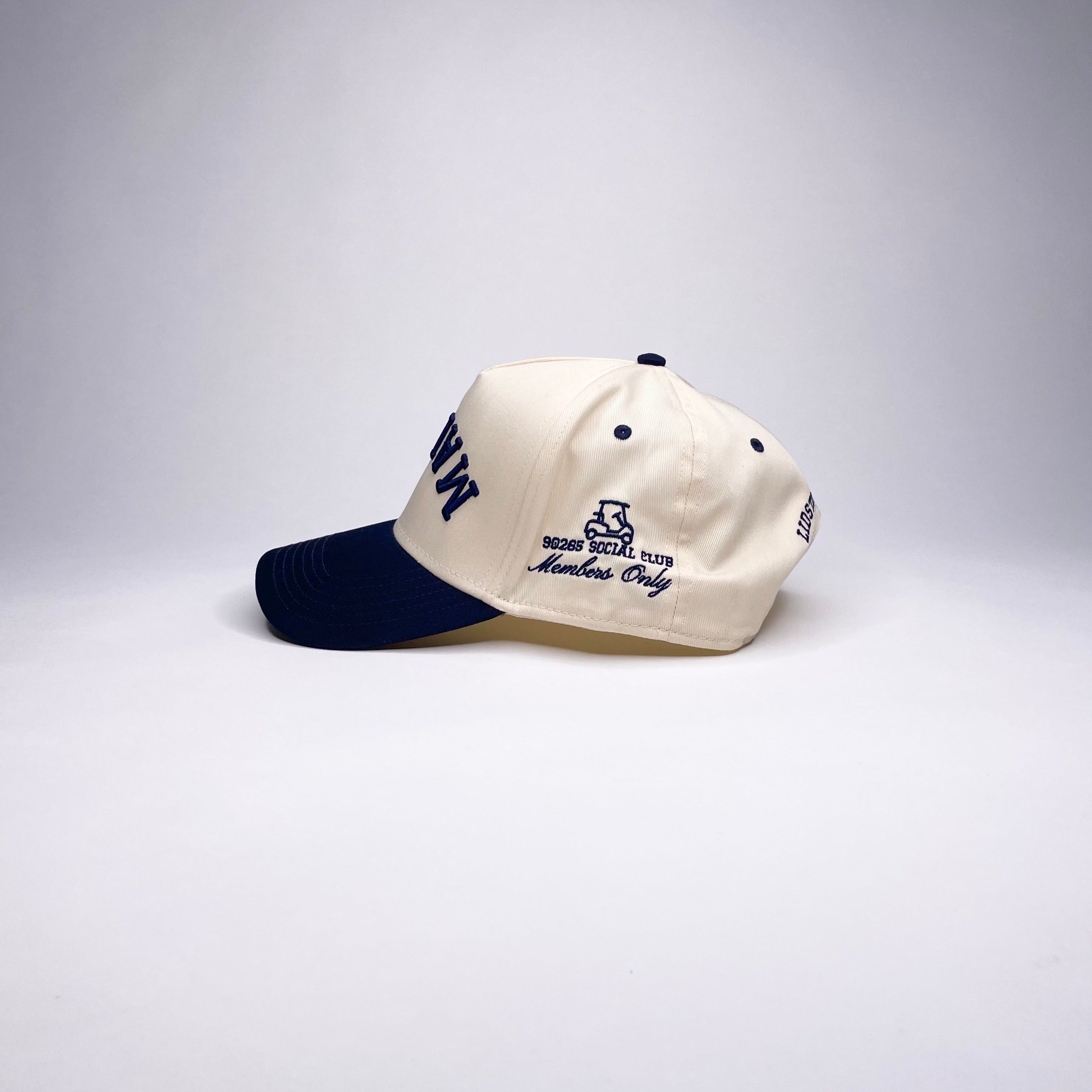 MALIBU 5 PANEL MID PROFILE BASEBALL CAP/NATURAL/NAVY