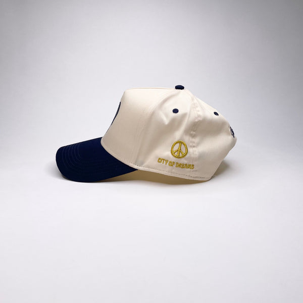 LA DRIP 5 PANEL MID PROFILE BASEBALL CAP/NATURAL/NAVY