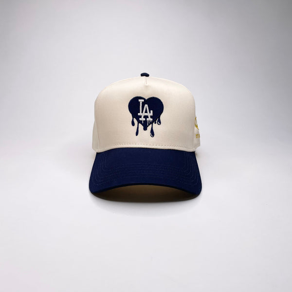 LA DRIP 5 PANEL MID PROFILE BASEBALL CAP/NATURAL/NAVY
