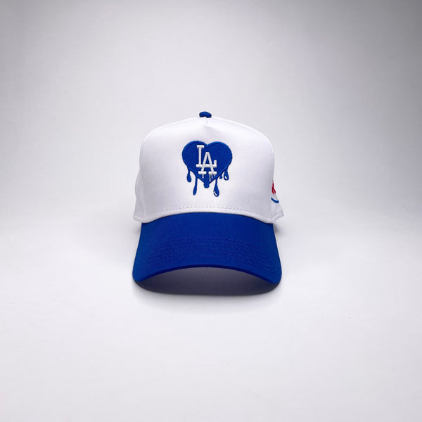 LA DRIP 5 PANEL MID PROFILE BASEBALL CAP/WHITE/ROYALBLUE
