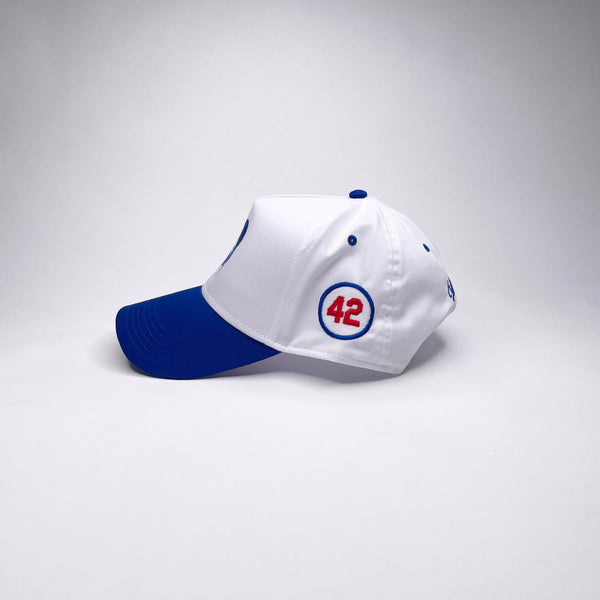 LA DRIP 5 PANEL MID PROFILE BASEBALL CAP/WHITE/ROYALBLUE