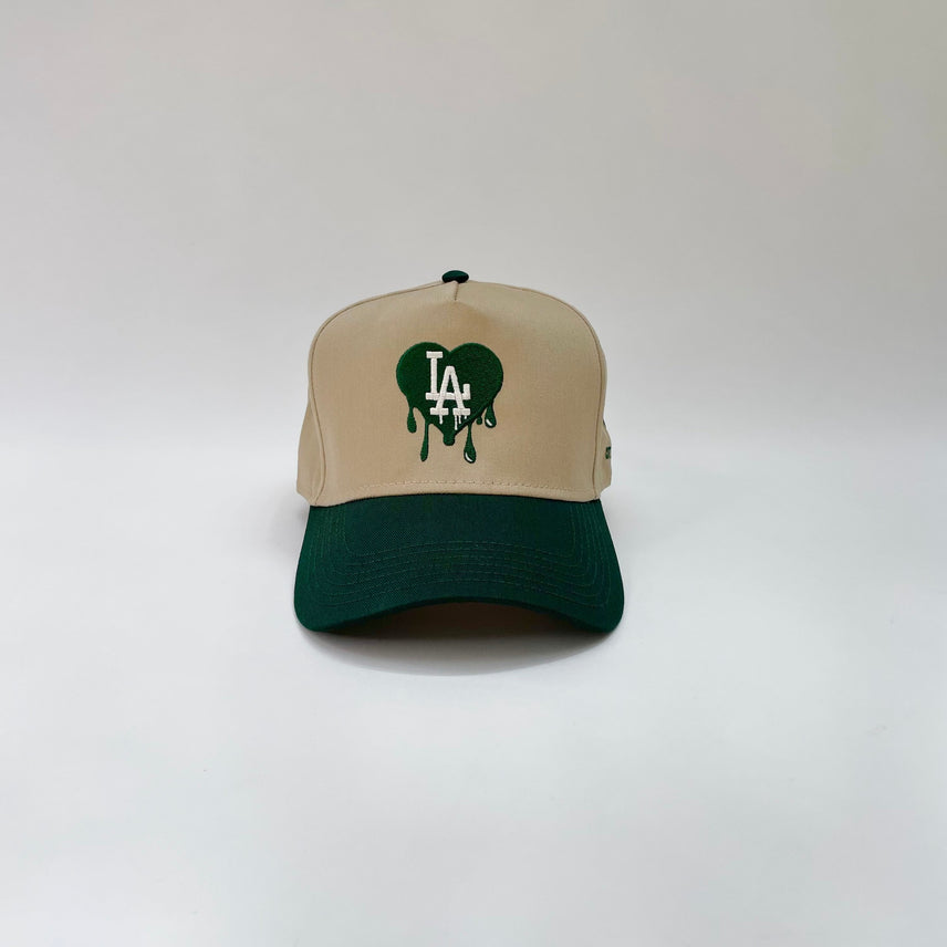 LA DRIP 5 PANEL MID PROFILE BASEBALL CAP/KHAKI/GREEN