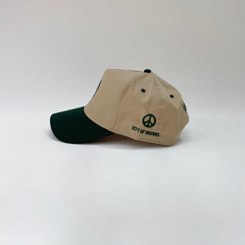 LA DRIP 5 PANEL MID PROFILE BASEBALL CAP/KHAKI/GREEN