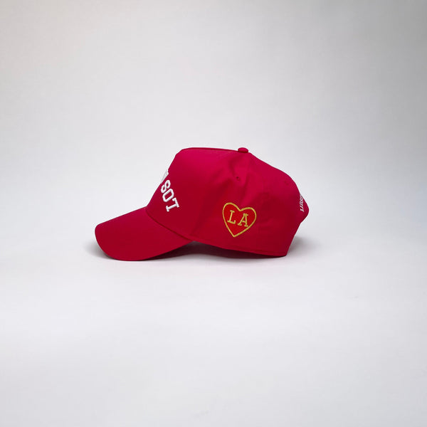 LOS ANGELES REBEL 5 PANEL MID PROFILE BASEBALL CAP/RED