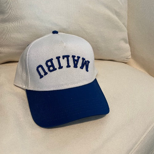 MALIBU 5 PANEL MID PROFILE BASEBALL CAP/WHITE/BLUE